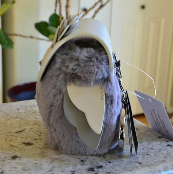 NEW Kate Spade Owl Hoot 3D Fuzzy Coin Purse Keychain - Picture 2 of 7